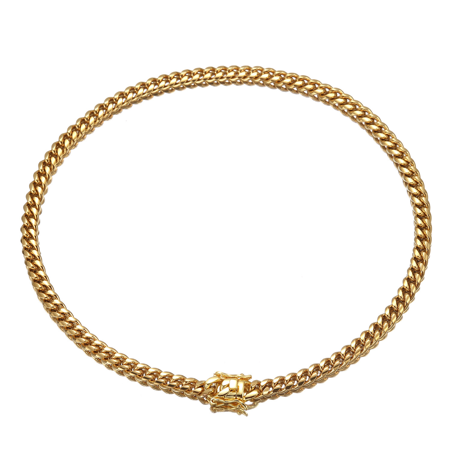 Bubble Letter Stainless Steel Miami Cuban Link Chain for Men Necklace Choker PVD Plating Real Gold Plated Lobster Clasp Jewelry