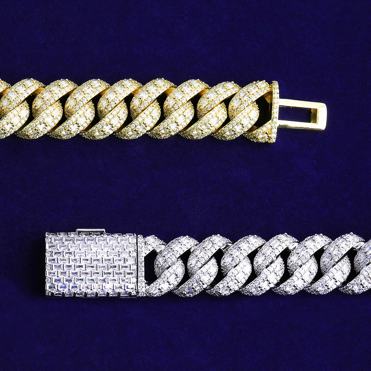 Bubble Letter Iced Out Cuban Link Bracelet for Men 5A Cubic Zirconia Gold Plated Hip Hop Jewelry Baguette Clasp
