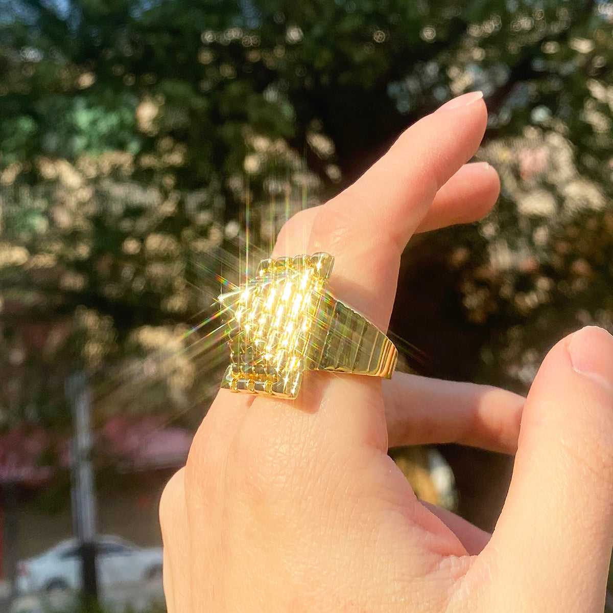 Bubble Letter Saddle Ring for Men Real Copper Adjustable Hip Hop Jewelry