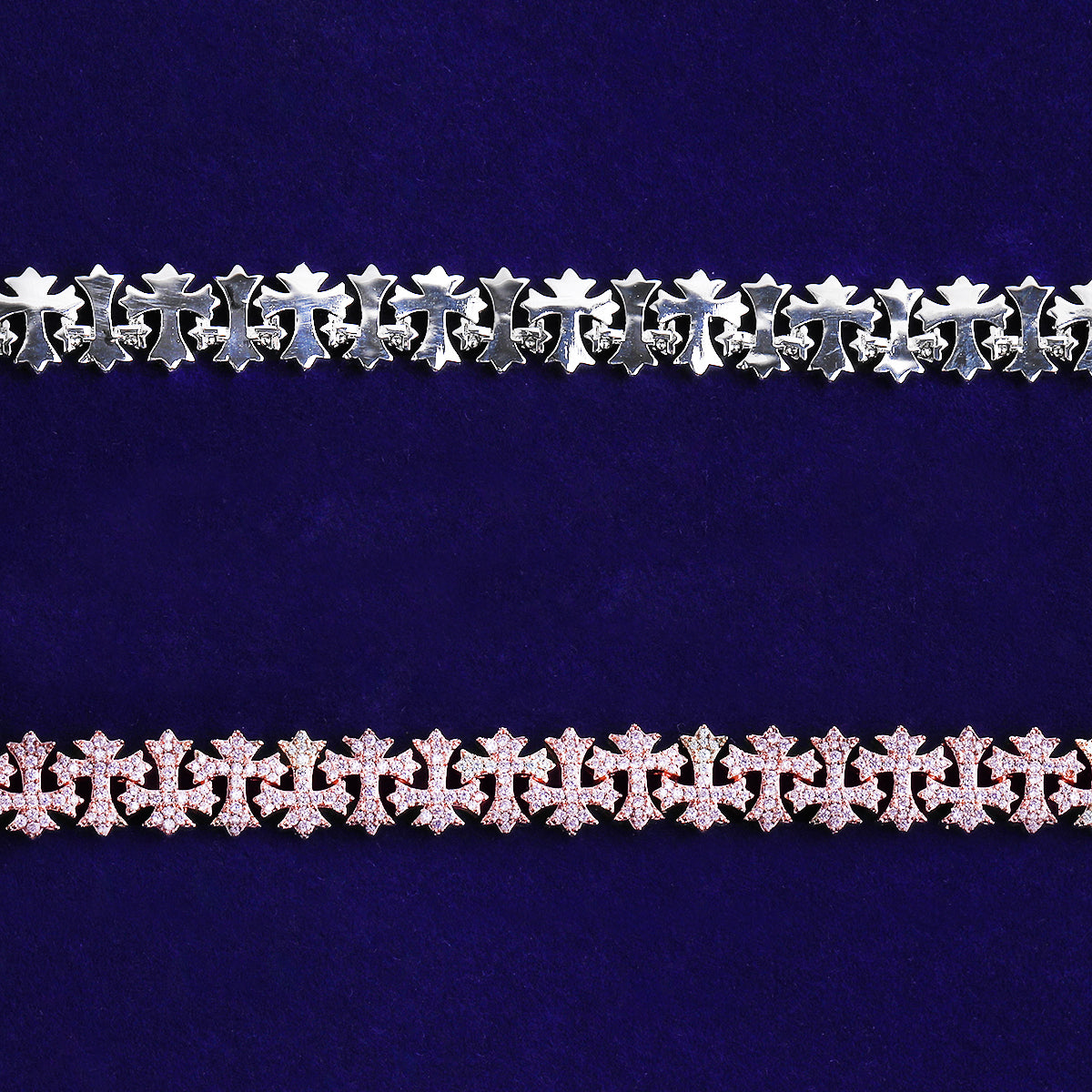 Bubble Letter Iced Out Cross Link Bracelet for Men 5A Cubic Zirconia Gold Plated Hip Hop Jewelry