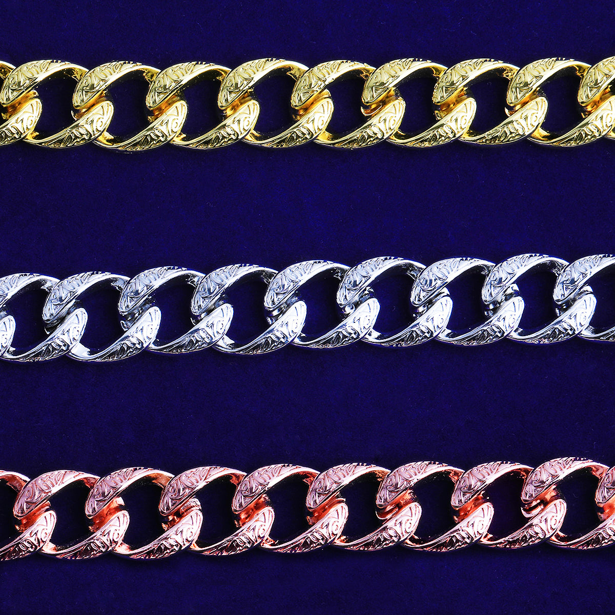 Bubble Letter Patterned Rounded Link Bracelet for Men Real Copper Gold Plated Hip Hop Jewelry