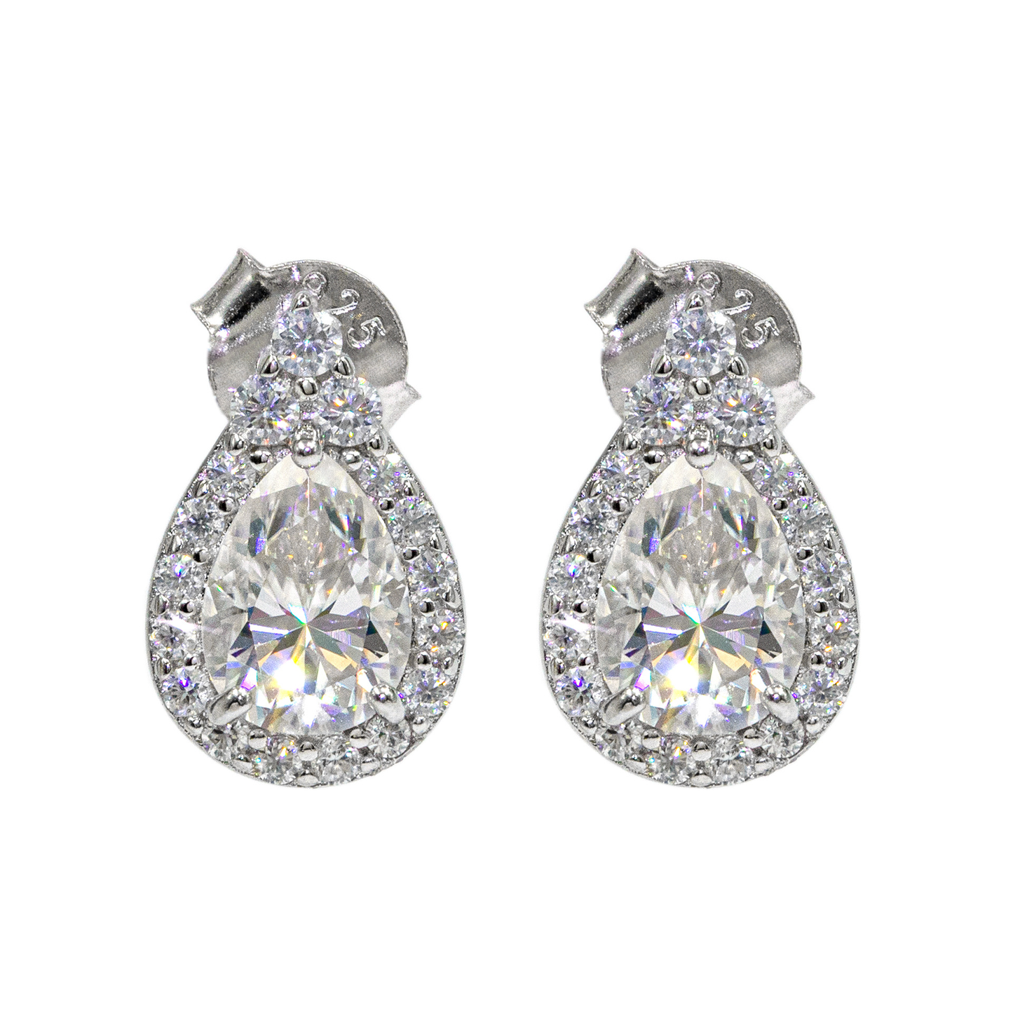 Bubble Letter Silver Moissanite VVS Water Drop Shape Stud Earring for Women Hip Hop Jewelry