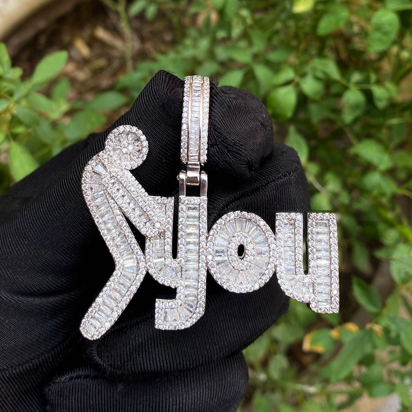 Bubble Letter Iced Out Pendant Necklace for Men F*ck You Charm Real Gold Plated Hip Hop Jewelry