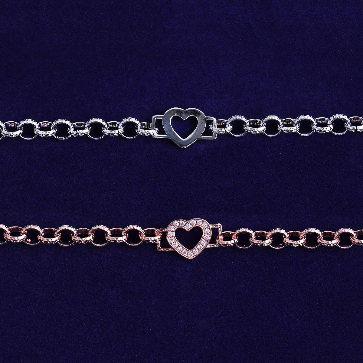 Bubble Letter Iced Out Ring Link Bracelet Heart for Women Real Gold Plated 5A Grade Hip Hop Jewelry