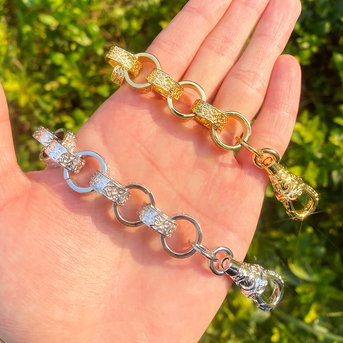 Bubble Letter Belcher Link Bracelet for Men 5A Cubic Zirconia Hip Hop Jewelry
