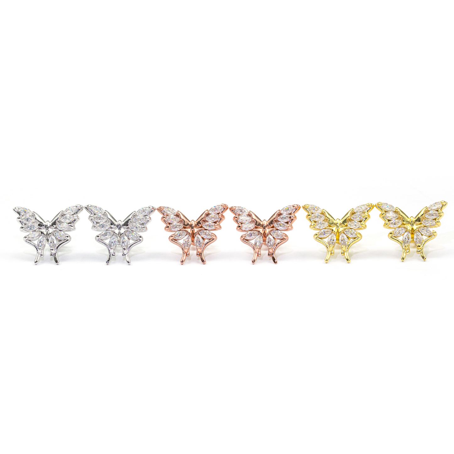 Bubble Letter Silver Moissanite VVS Butterfly Stud Earring for Women Hip Hop Jewelry