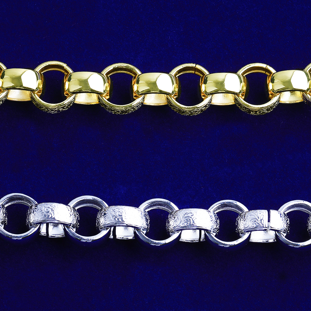 Bubble Letter Semi Pattered Circle Belcher Link Chain for Men Real Gold Plated Hip Hop Jewelry