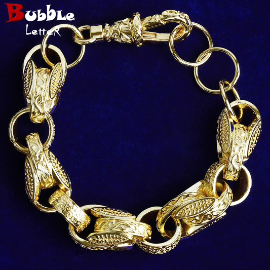 Bubble Letter Tulip Ring Bracelet for Men 5A Cubic Zirconia Gold Plated Hip Hop Jewelry Albert Clasp