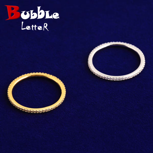 Bubble Letter Iced Out Wedding Ring for Men Real Gold Plated 5A Grade Hip Hop Jewelry
