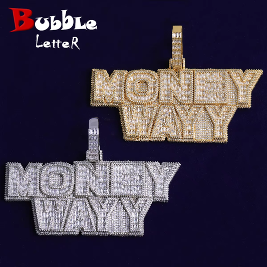 Bubble Letter Iced Out Custom Name Necklace Pendant for Men Real Gold Plated Hip Hop Jewelry