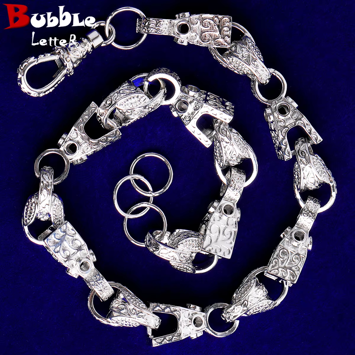 Bubble Letter Iced Out Block Tulip Chain for Men Real Copper Gold Plated Hip Hop Jewelry