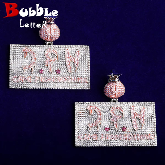 Bubble Letter Iced Out Game From Nothing Necklace Pendant for Men 5A Copper Cubic Zirconia Hip Hop Jewelry
