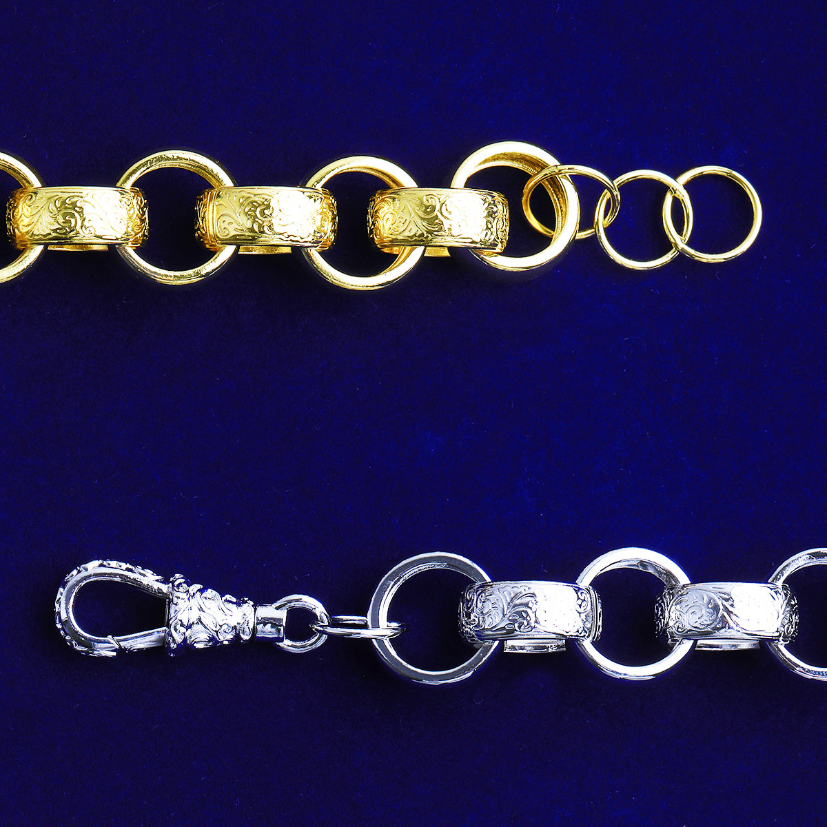 Bubble Letter Semi Pattered Circle Belcher Link Chain for Men Real Gold Plated Hip Hop Jewelry