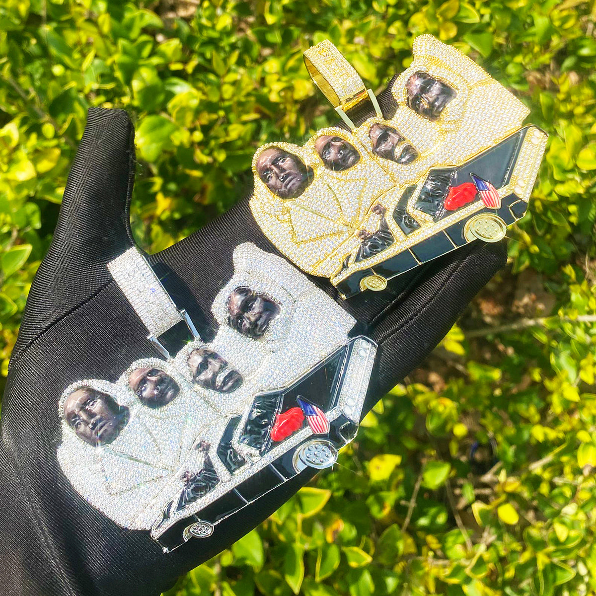 Bubble Letter Luxury JFKK Motorcade Necklace Pendant for Men Real Gold Plated Copper Cubic Zirconia Hip Hop Jewelry