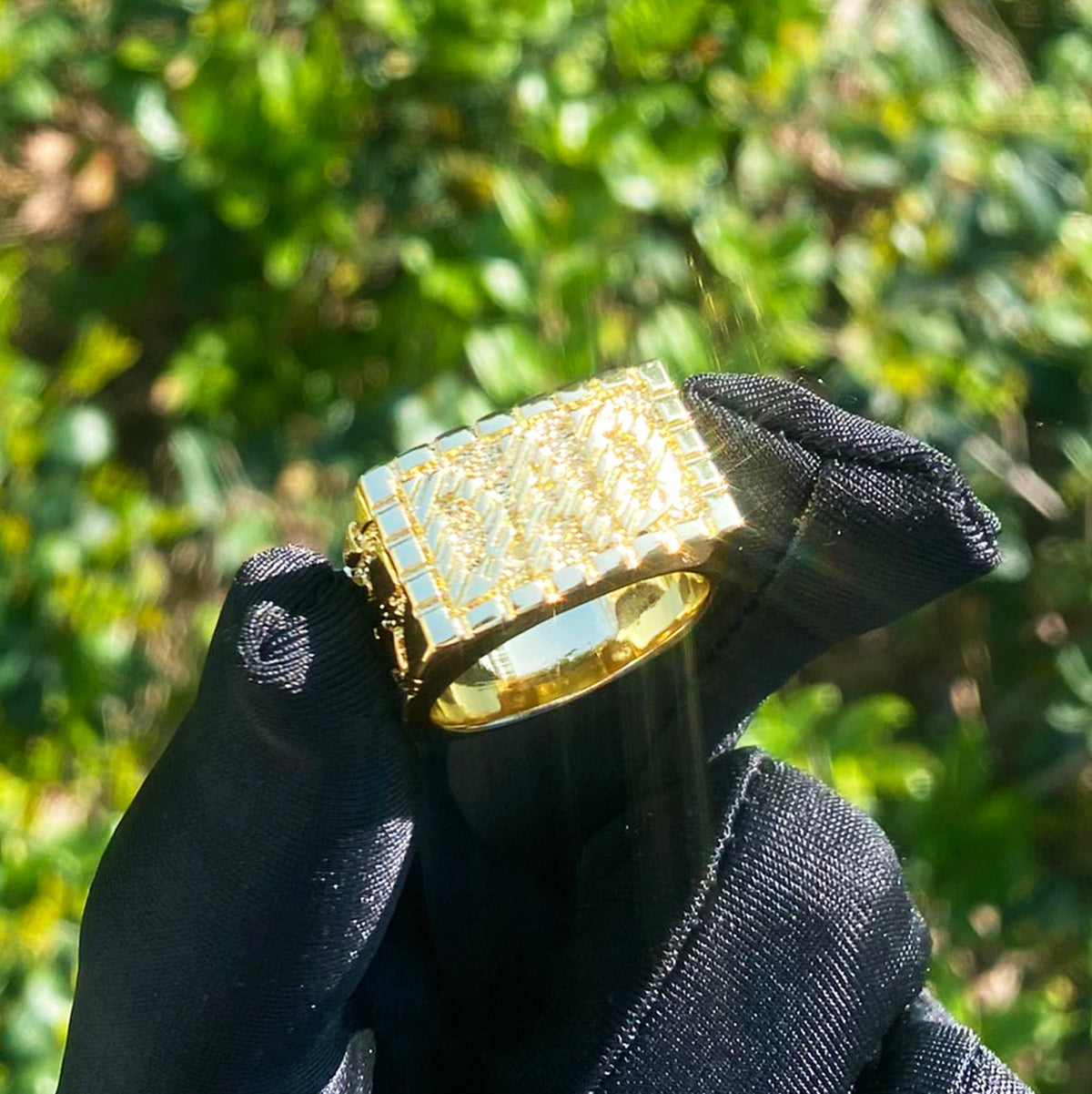 Bubble Letter Dad Ring for Men Real Gold Plated Rapper Street Hip Hop Jewelry