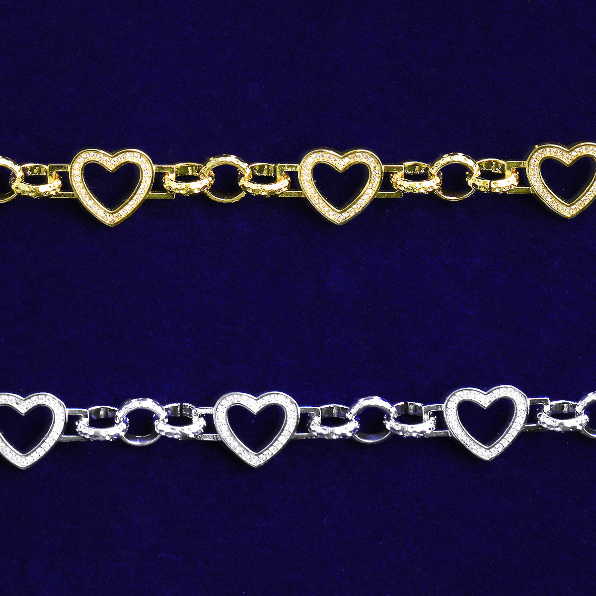 Bubble Letter Iced Out Hollow Heart Belcher Link Bracelet for Women Real Gold Plated Hip Hop Jewelry