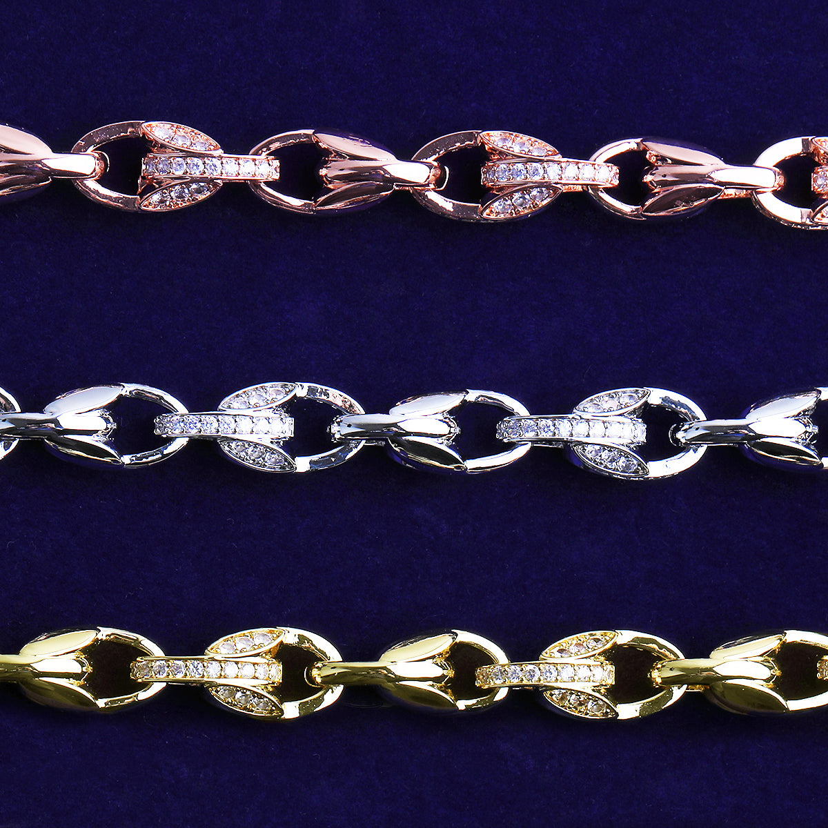 Bubble Letter Iced Out Tulip Link Chain for Men Necklace Choker 5A Cubic Zirconia Gold Plated Hip Hop Jewelry