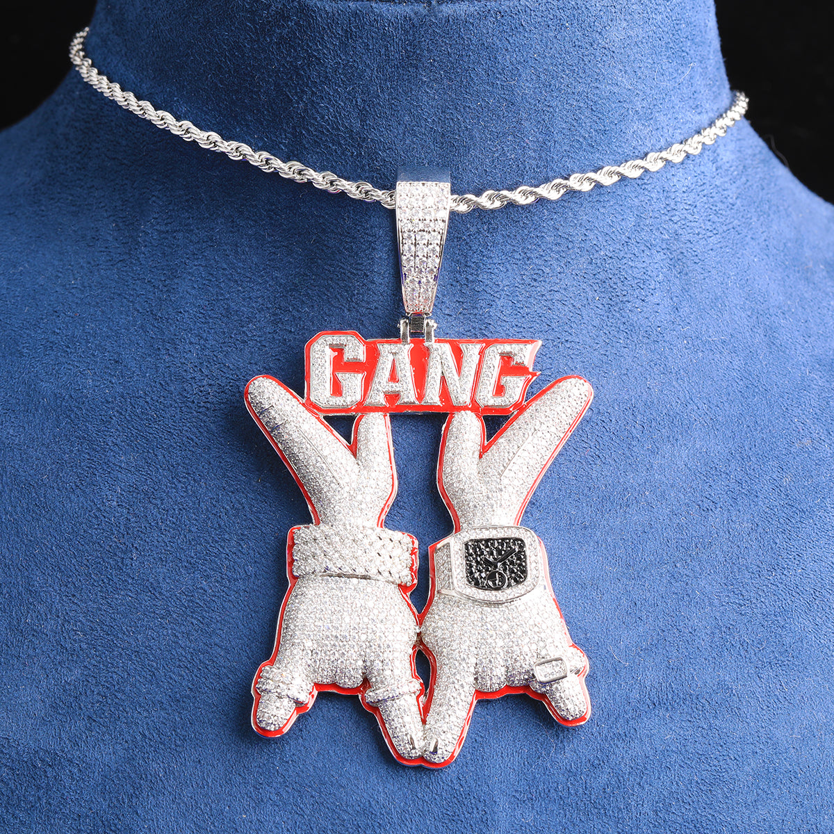 Bubble Letter Luxury Gang Necklace Pendant for Men Real Gold Plated Copper Cubic Zirconia Hip Hop Jewelry