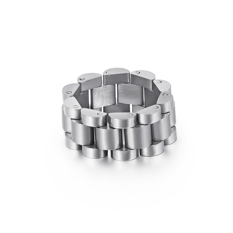 Bubble Letter Stainless Steel Watch Link Ring for Men PVD Plate Hip Hop Jewelry