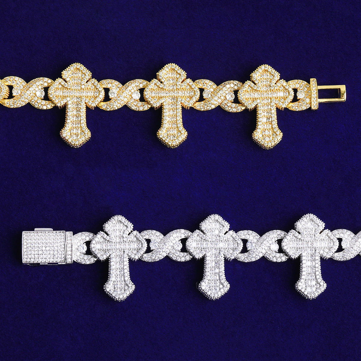 Bubble Letter Iced Out Cross Infinity Chain for Men Necklace Choker 5A Cubic Zirconia Hip Hop Jewelry