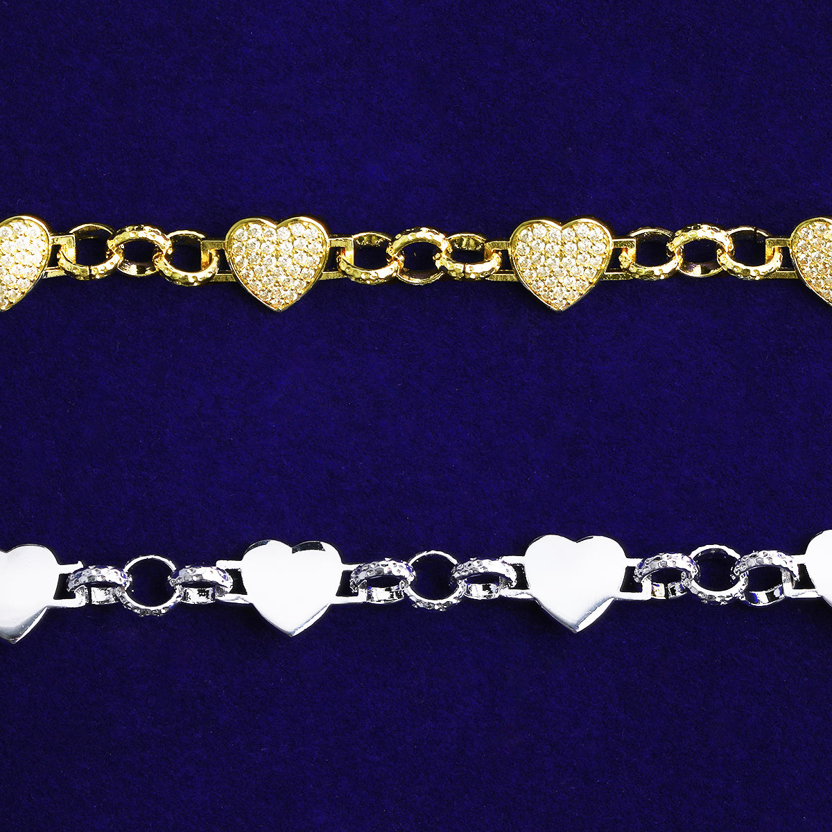 Bubble Letter Belcher Heart Link Bracelet for Men Real Gold Plated Copper Cubic Zirconia Hip Hop Jewelry