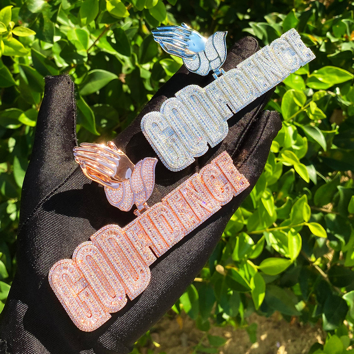 Bubble Letter Iced Out God Fidence Prayer Bail Necklace Pendant for Men 5A Copper Cubic Zirconia Hip Hop Jewelry