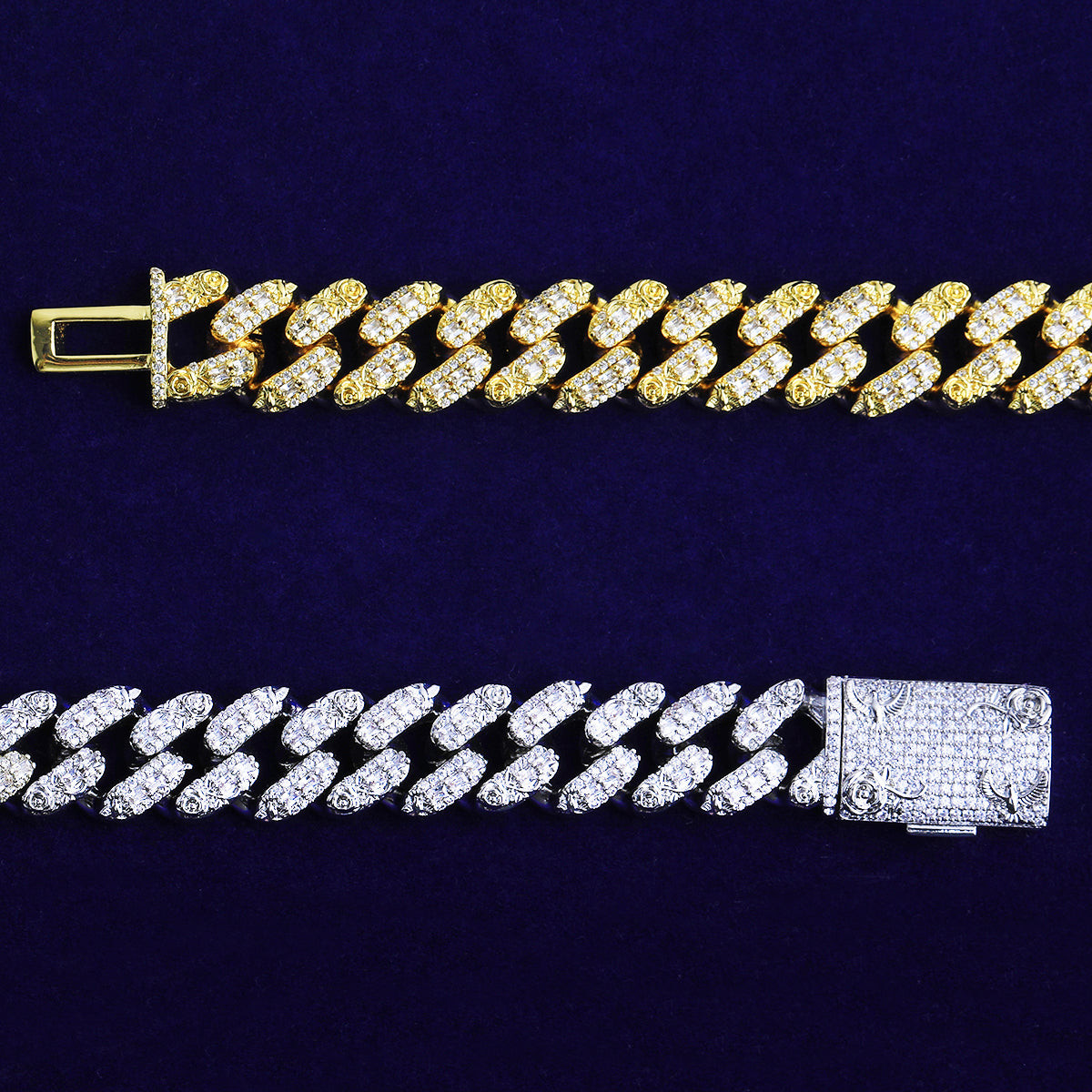 Bubble Letter Iced Out Flora Dove Cuban Link Chain for Men Necklace Choker 5A Real Copper Gold Plated Hip Hop Jewelry