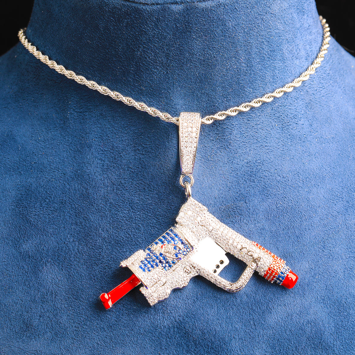 Bubble Letter Iced Out Gang Pendant Necklace for Men Real Gold Plated Cubic Zirconia Hip Hop Jewelry