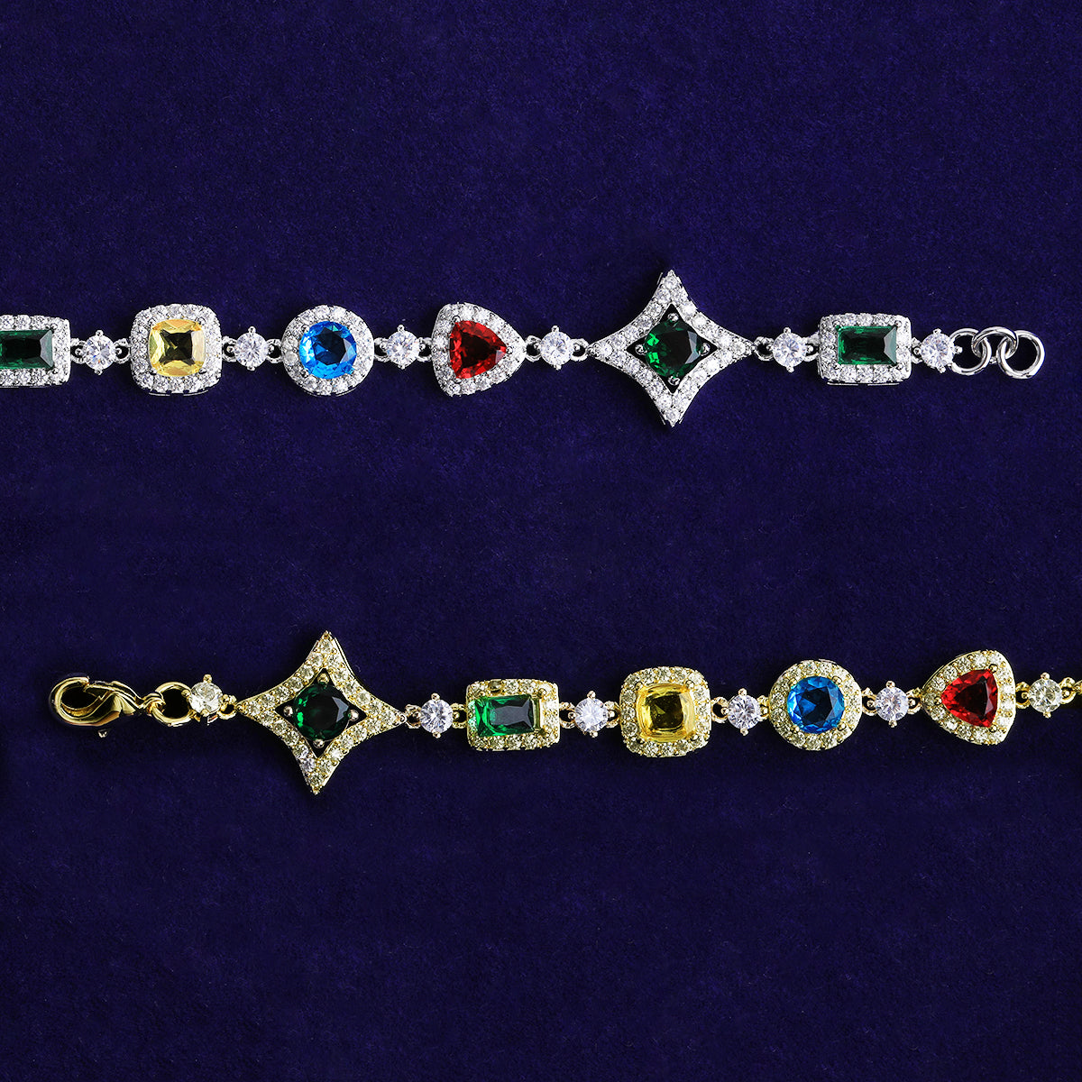 Bubble Letter Iced Out Square Dot Heart Rectangle Shape Link Bracelet for Men 5A Cubic Zirconia Hip Hop Jewelry