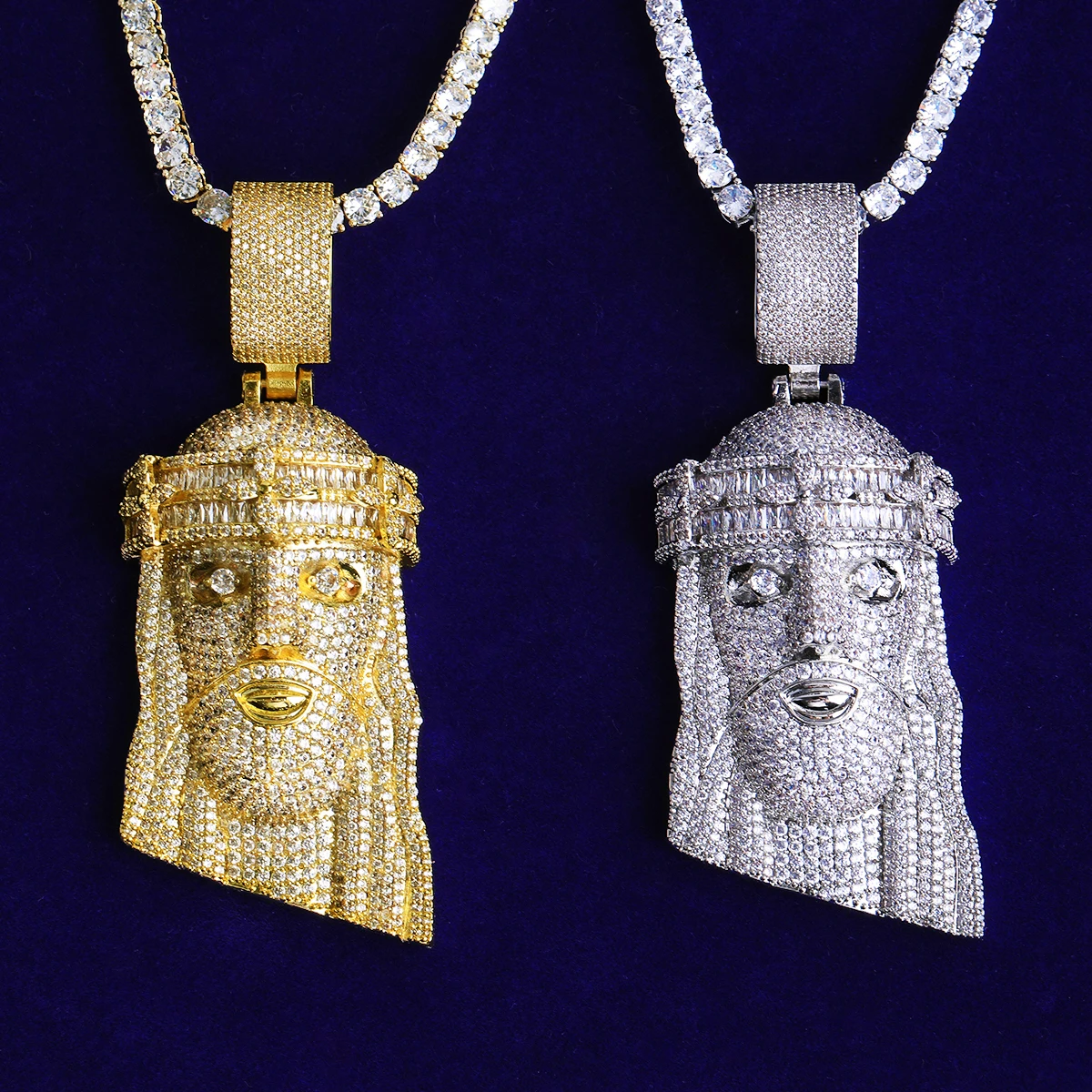 Bubble Letter Iced Out Jesus Necklace Pendant for Men Real Gold Plated 5A Cubic Zirconia Hip Hop Jewelry