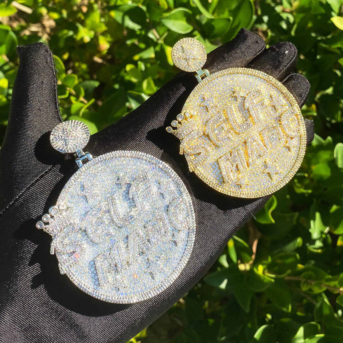 Bubble Letter Iced Out Self Made Dics Necklace Pendant for Men 5A Cubic Zirconia Gold Plated Hip Hop Jewelry