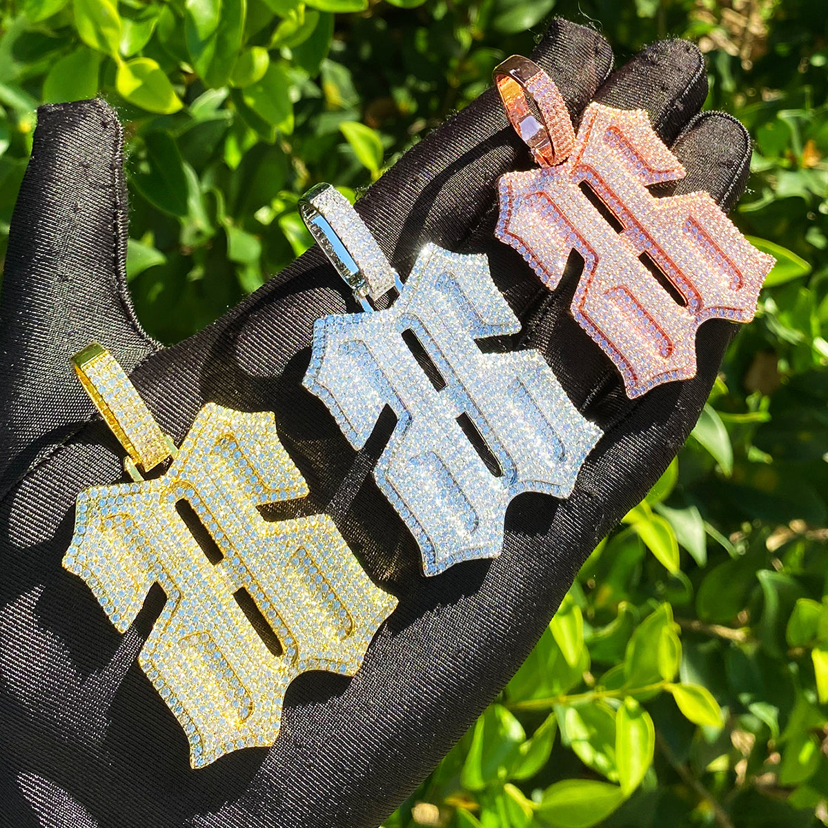Bubble Letter Iced Out Number 66 Necklace Pendant for Men 5A Copper Cubic Zirconia Hip Hop Jewelry