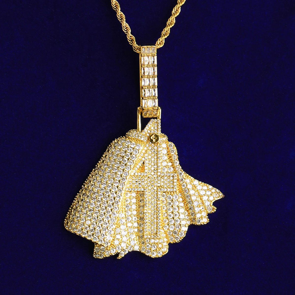 Bubble Letter Iced Out Holleween Number 4 Necklace Pendant for Men 5A Cubic Zirconia Gold Plated Hip Hop Jewelry