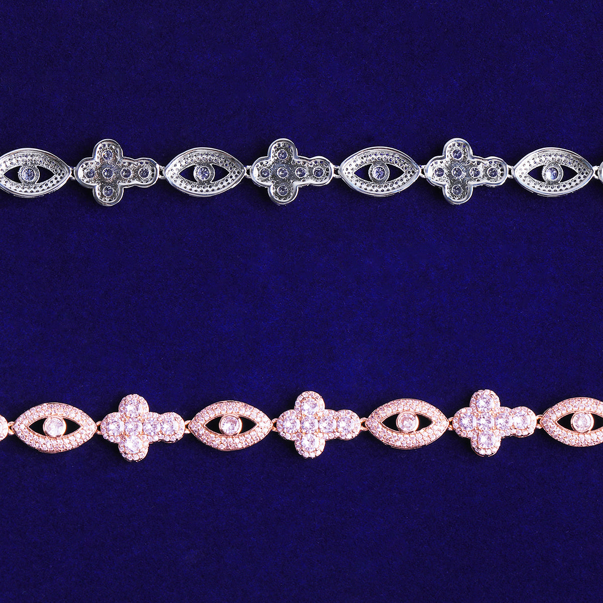 Bubble Letter Iced Out Eye Cross Link Chain for Men 5A Cubic Zirconia Gold Plated Hip Hop Jewelry