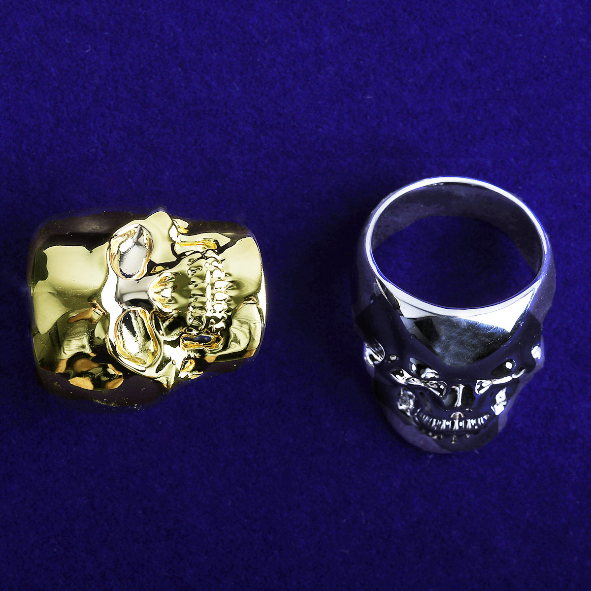 Bubble Letter Skull Ring for Men Real Copper Gold Plated Hip Hop Jewelry