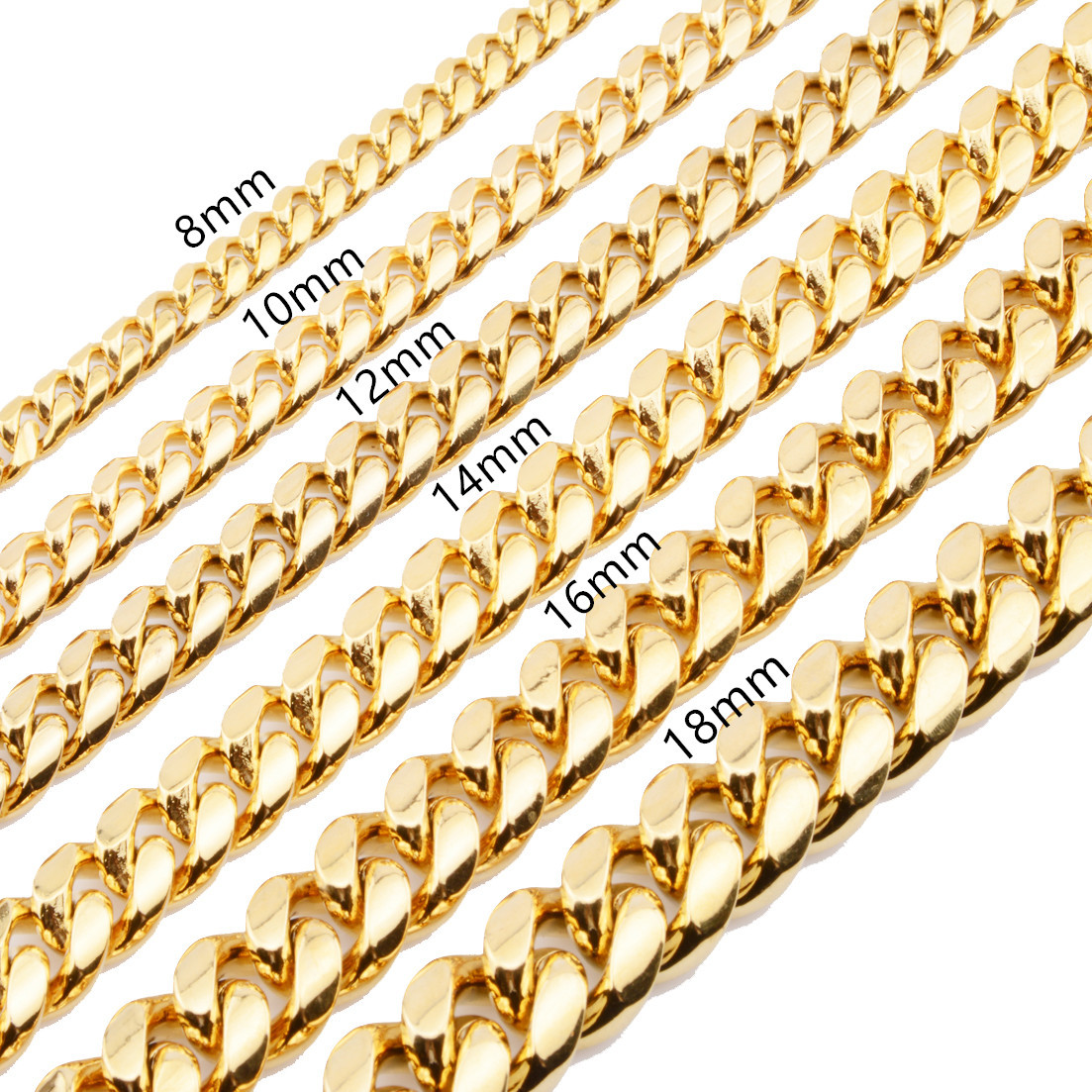Bubble Letter Stainless Steel Miami Cuban Link Chain for Men Necklace Choker PVD Plating Real Gold Plated Lobster Clasp Hip Hop Jewelry