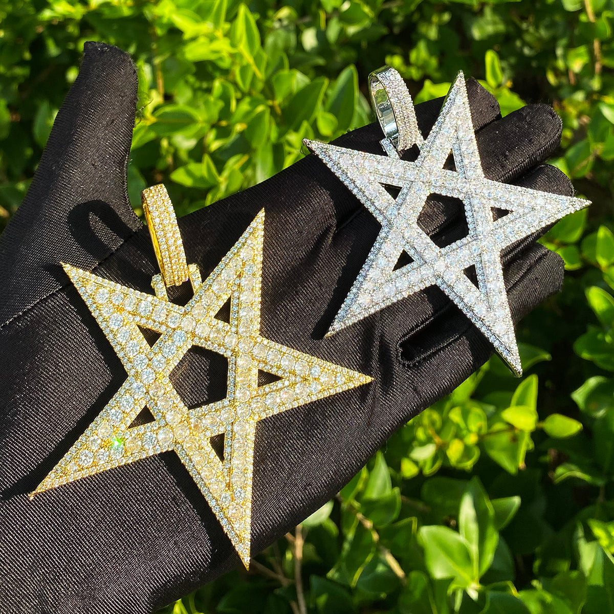 Bubble Letter Iced Out Big Star Necklace Pendant for Men 5A Cubic Zirconia Prong Setting Hip Hop Jewelry