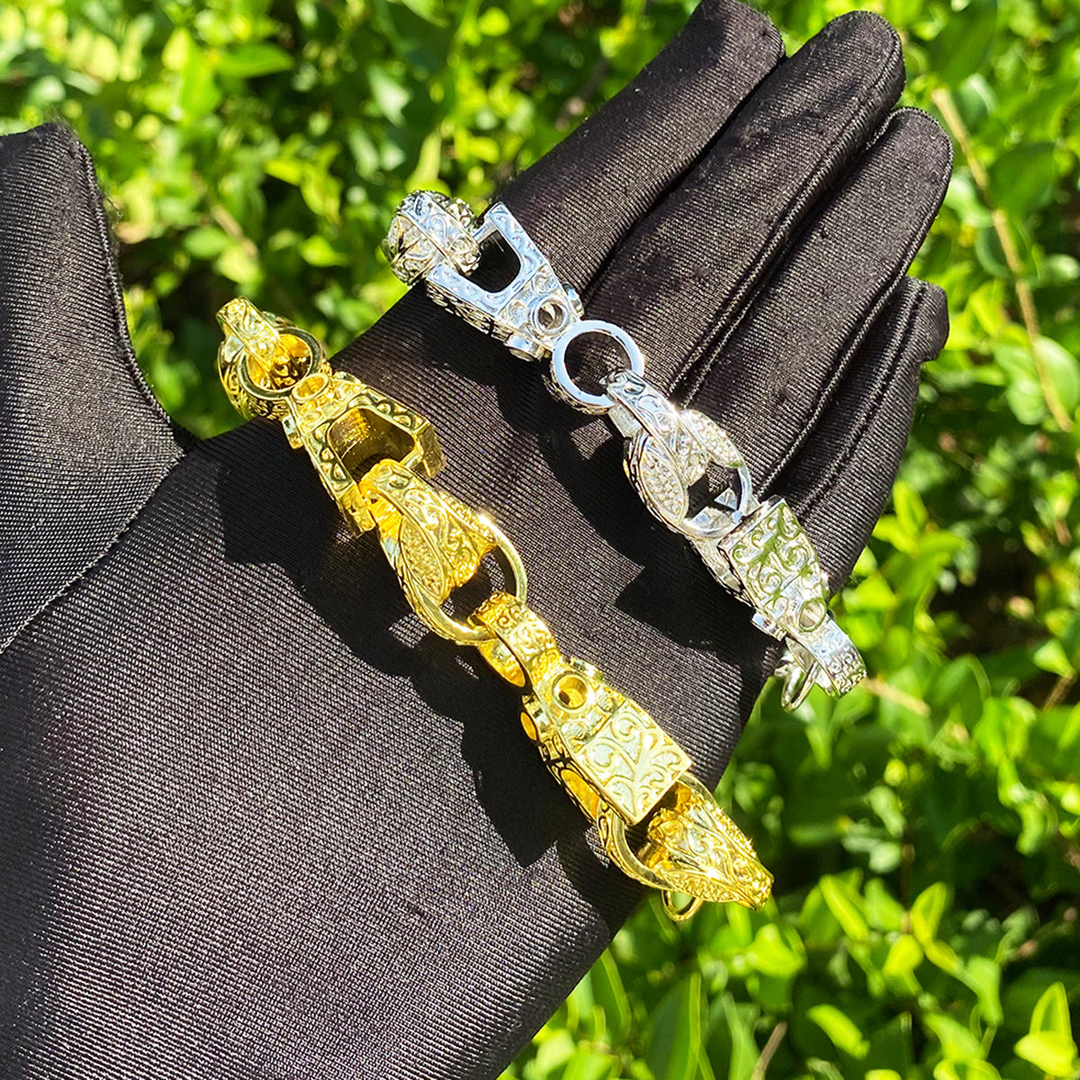 Bubble Letter Iced Out Block Tulip Bracelet for Men Real Copper Gold Plated Hip Hop Jewelry