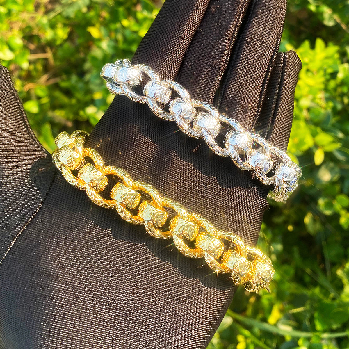 Bubble Letter Pattered Ring Roller Bracelet for Men Albert Clasp Hip Hop Jewelry