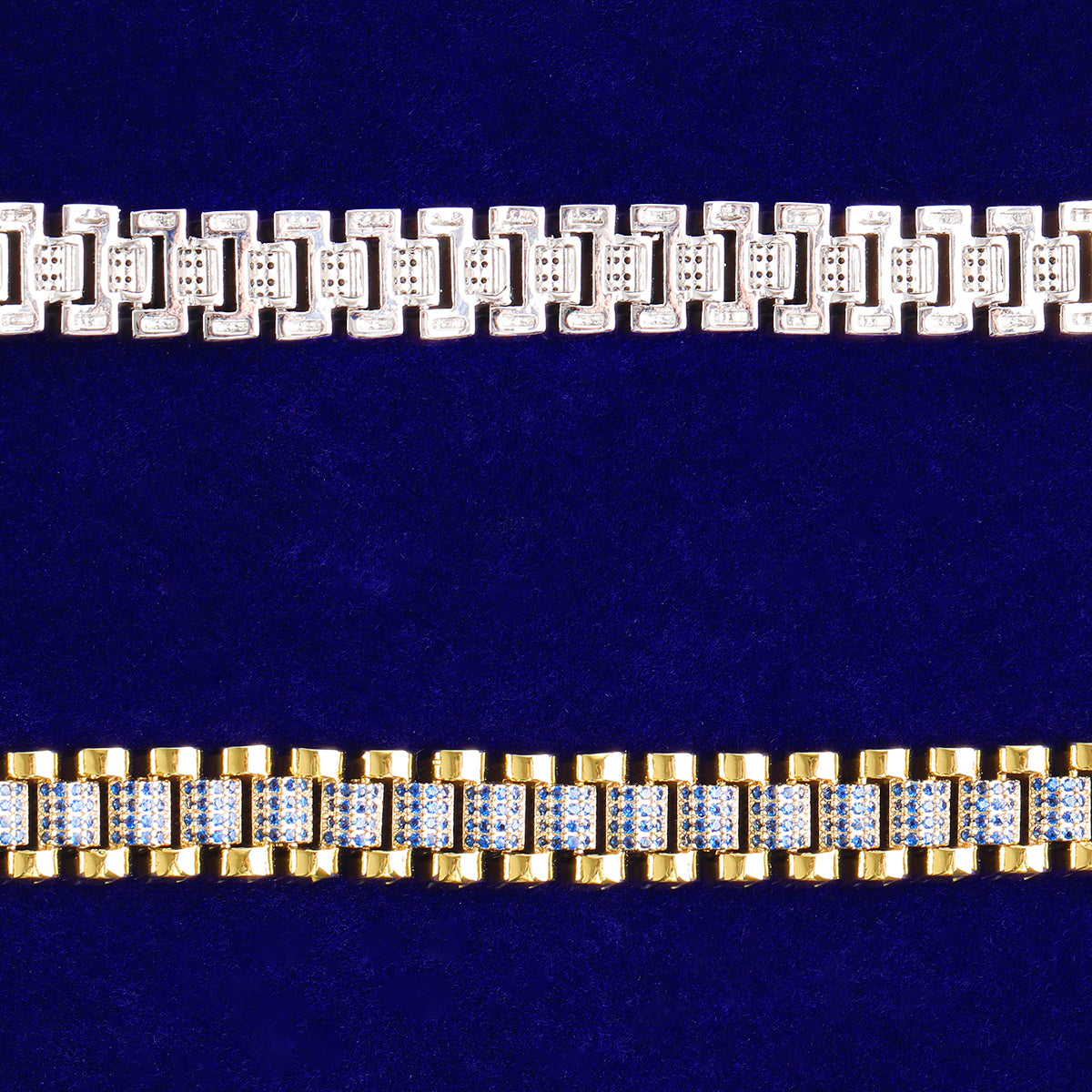 Bubble Letter Iced Out Silver Watch Belt Link Bracelet for Men Real Gold Plated Cubic Zirconia Hip Hop Jewelry