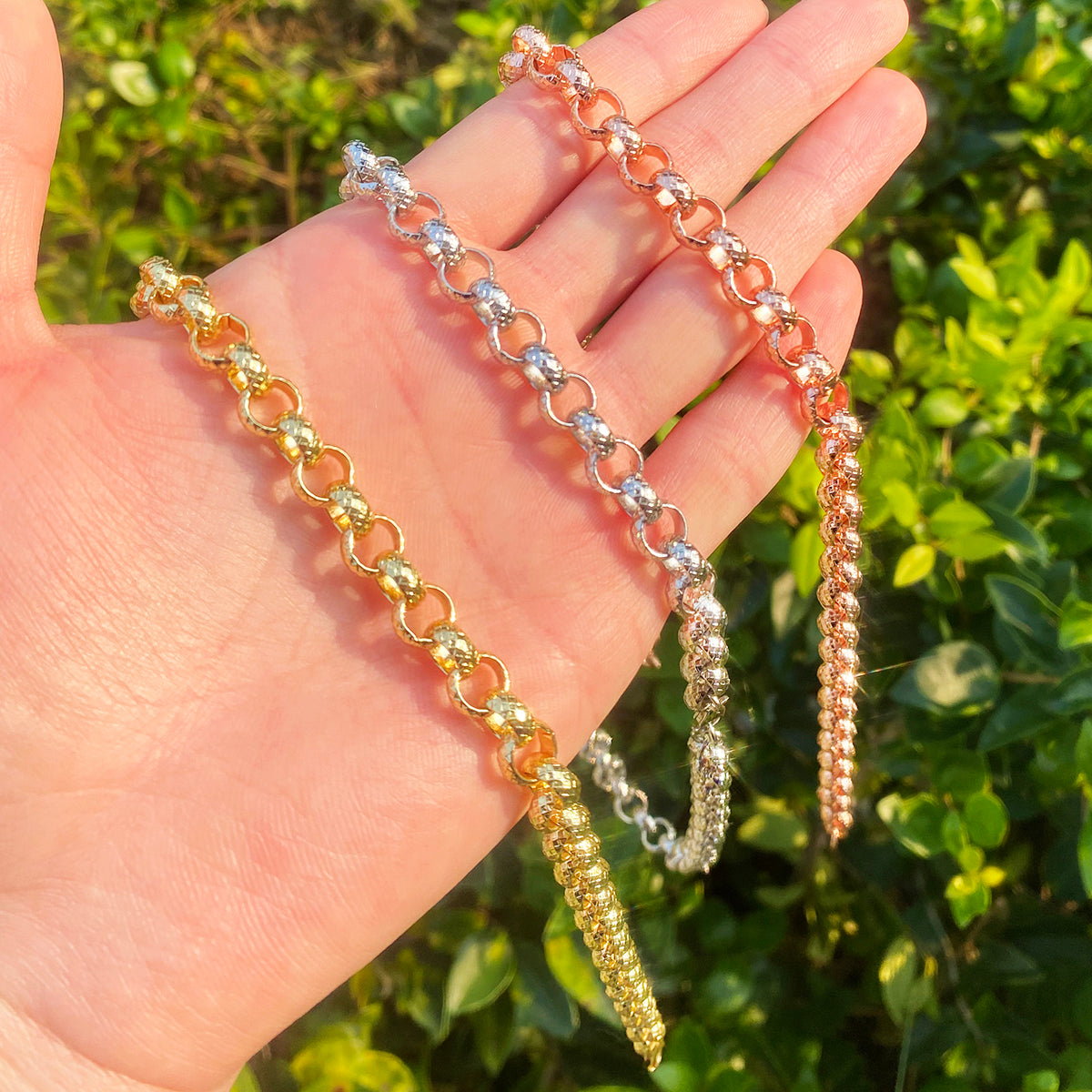 Bubble Letter Diamond Cut Belcher Ring Link Chain for Men Necklace Choker Real Gold Plated Copper Hip Hop Jewelry