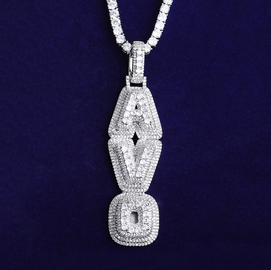 Bubble Letter Iced Out Custom Name Necklace Pendant for Men 5A Prong Setting Cubic Zirconia Copper Gold Plated Hip Hop Jewelry