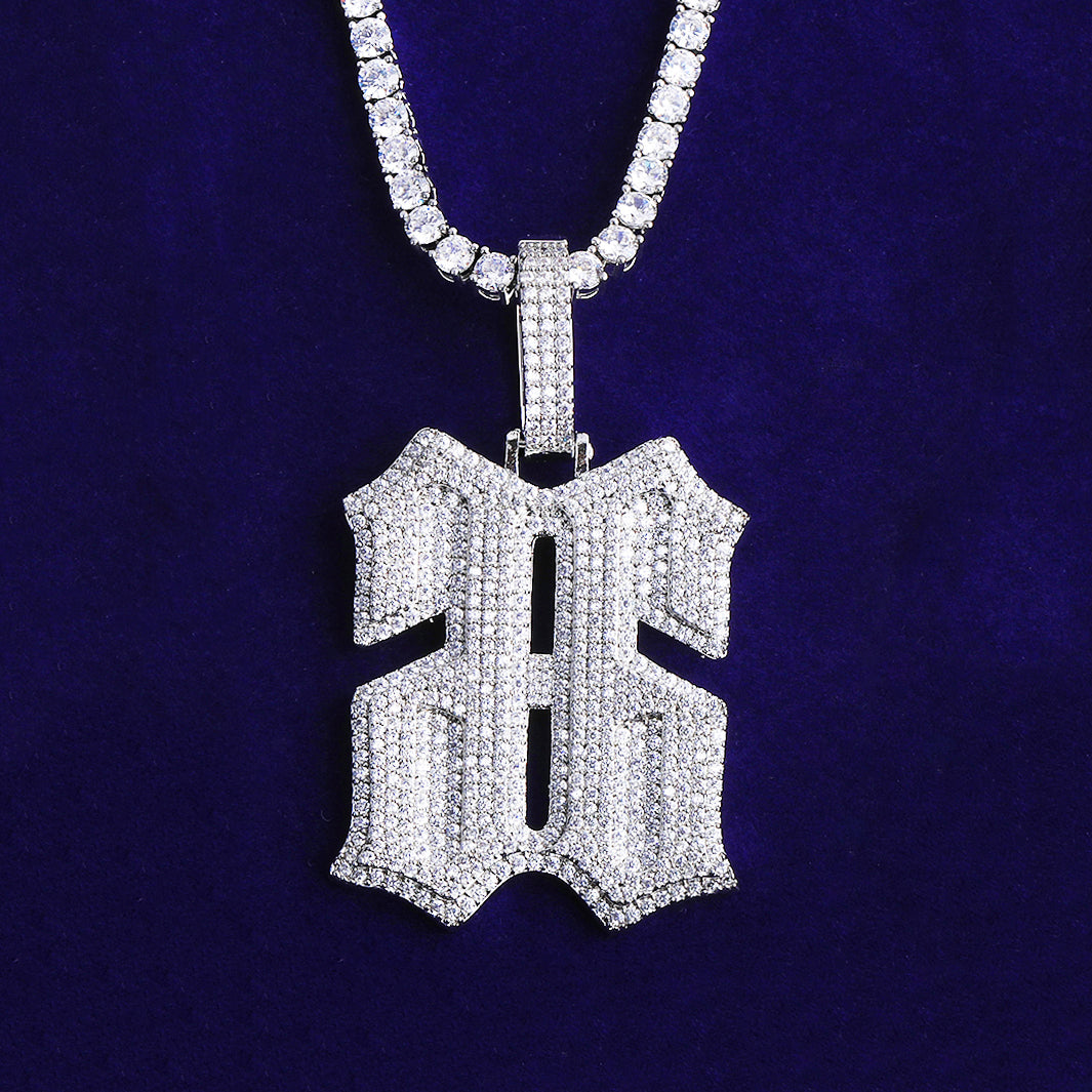 Bubble Letter Iced Out Number 66 Necklace Pendant for Men 5A Copper Cubic Zirconia Hip Hop Jewelry