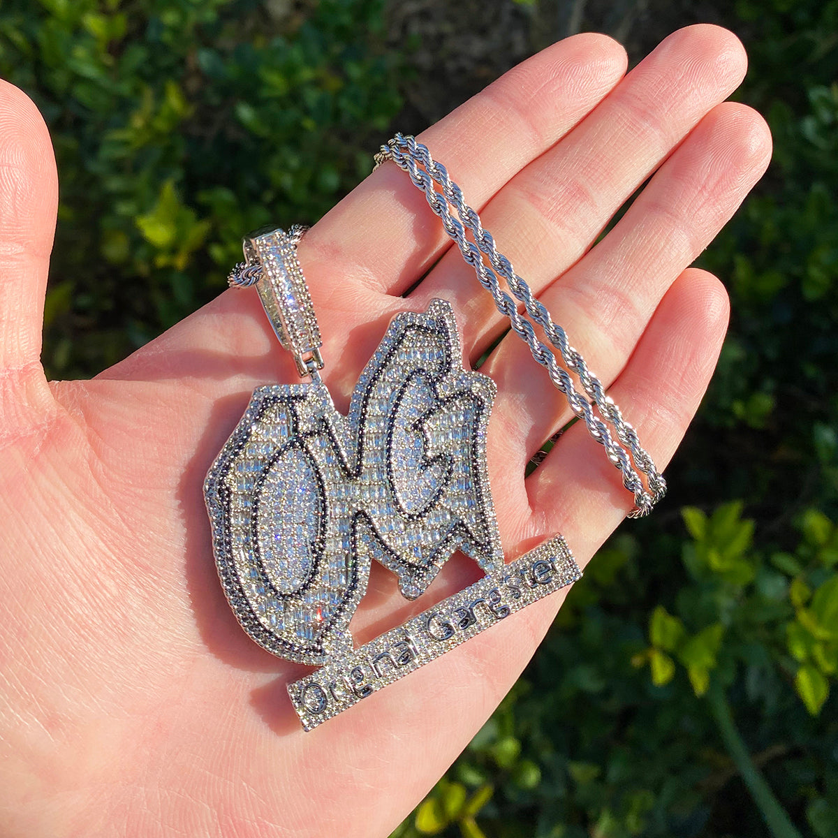 Bubble Letter Iced Out Original Gangster Necklace Pendant for Men 5A Cubic Zirconia Gold Plated Hip Hop Jewelry
