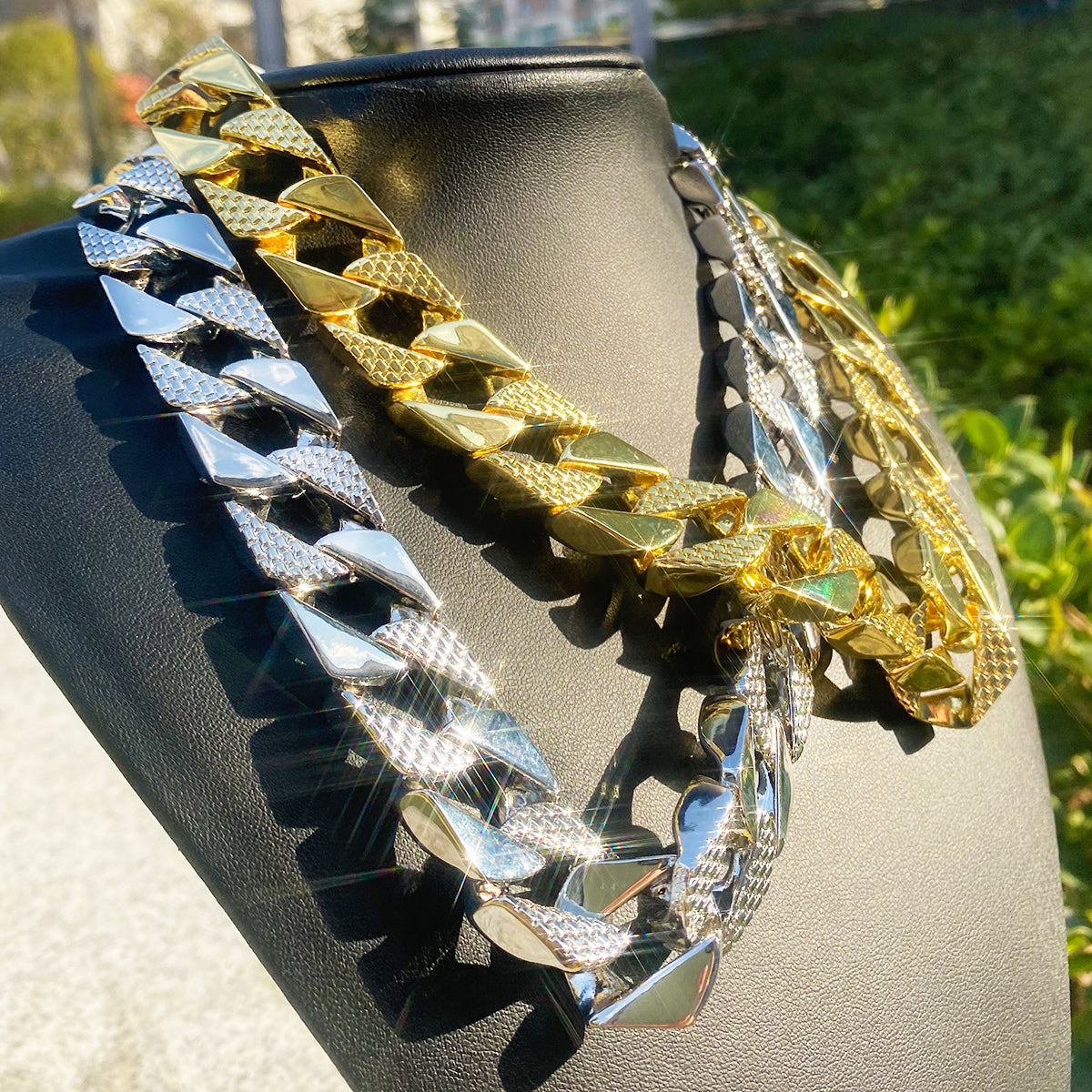 Bubble Letter Semi Patterned Cuban Link Chain for Men Necklace Choker Copper Gold Plated Hip Hop Jewelry Albert Clasp