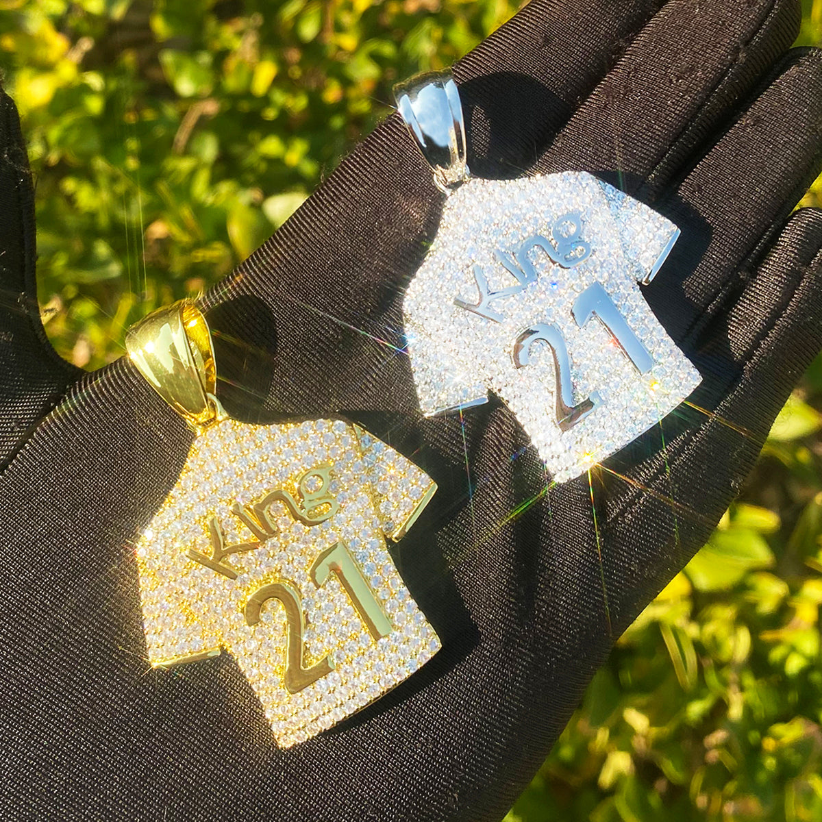 Bubble Letter Iced Out King 21 Necklace Pendant for Men 5A Cubic Zirconia Hip Hop Jewelry