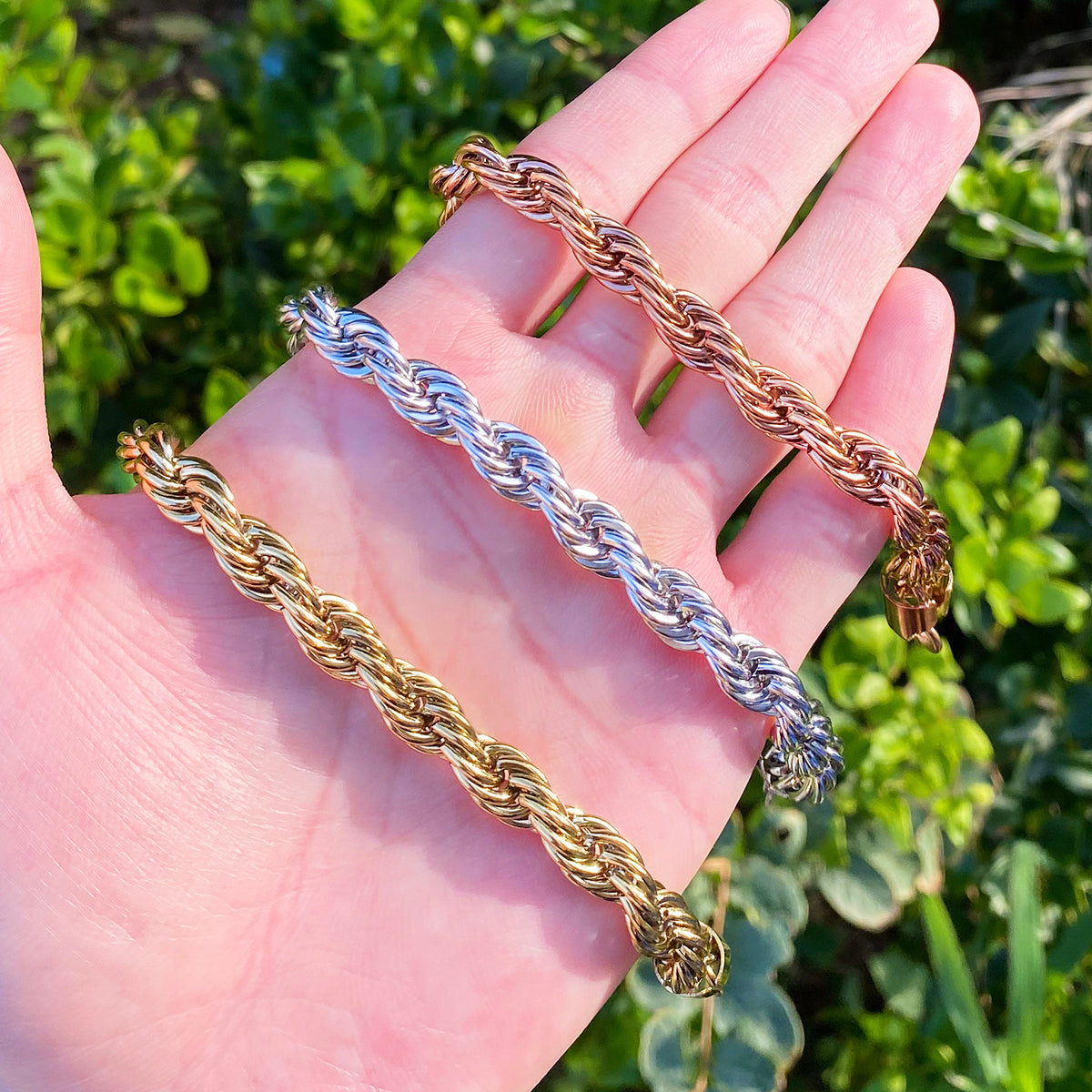 Bubble Letter 8mm Stainless Steel Rope Bracelet for Men PVD Plated Hip Hop Jewelry