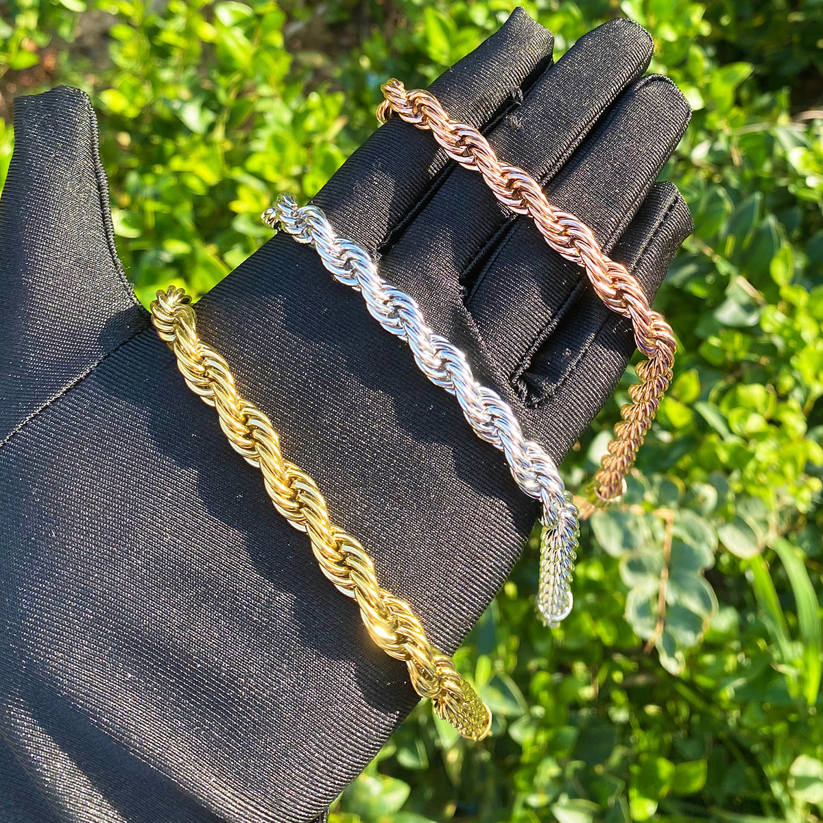 Bubble Letter 8mm Stainless Steel Rope Chain for Men PVD Plated Necklace Choker Hip Hop Jewelry