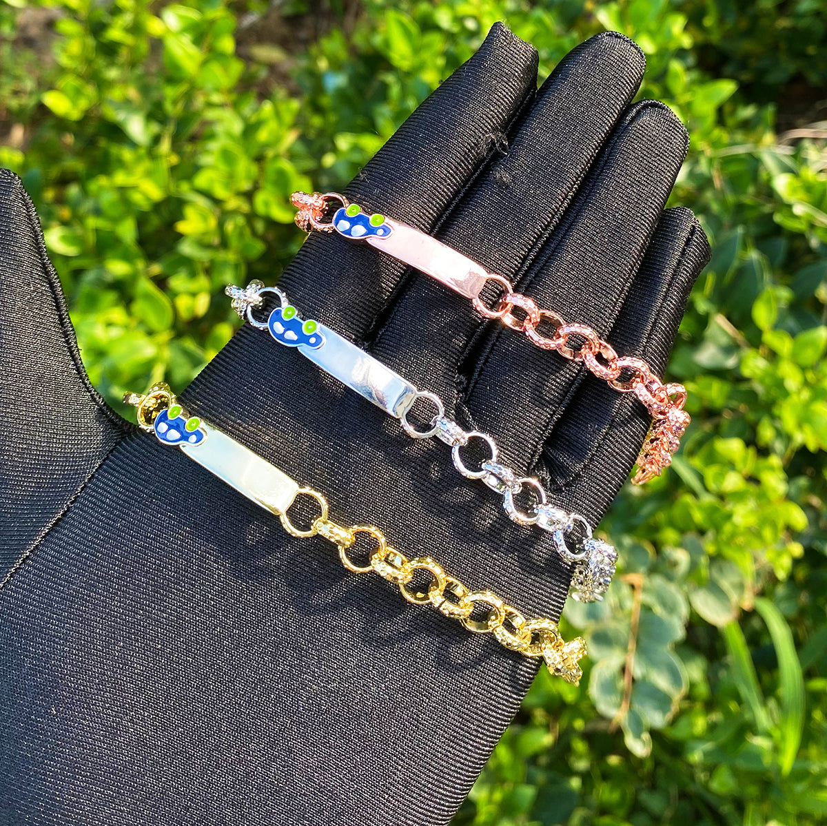 Bubble Letter Belcher Car Bracelet for Men Gold Plated Hip Hop Jewelry