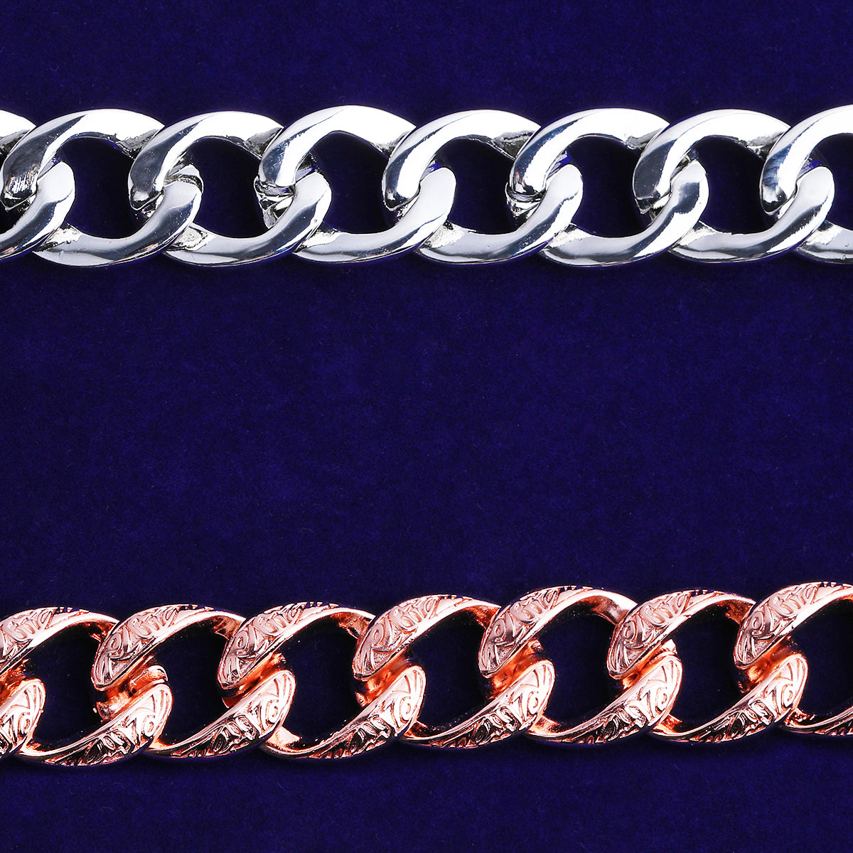 Bubble Letter Patterned Rounded Link Bracelet for Men Real Copper Gold Plated Hip Hop Jewelry